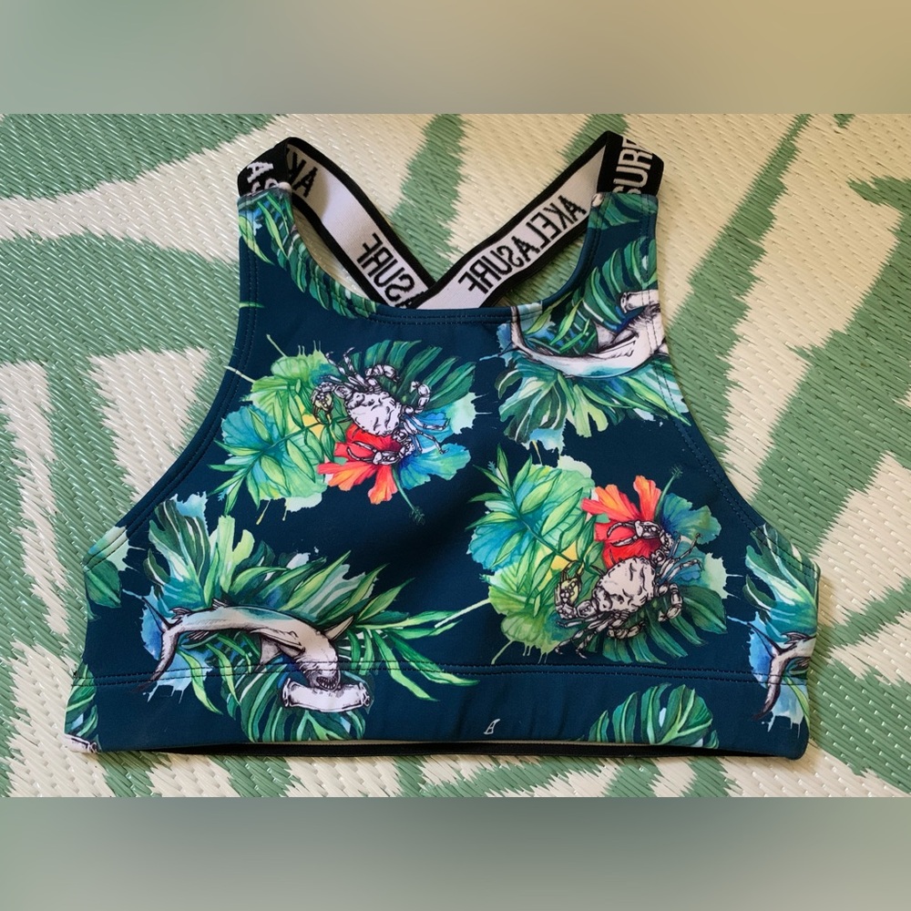 NWOT Akela Surf Kahanu Strappy Back Bikini Top sz small